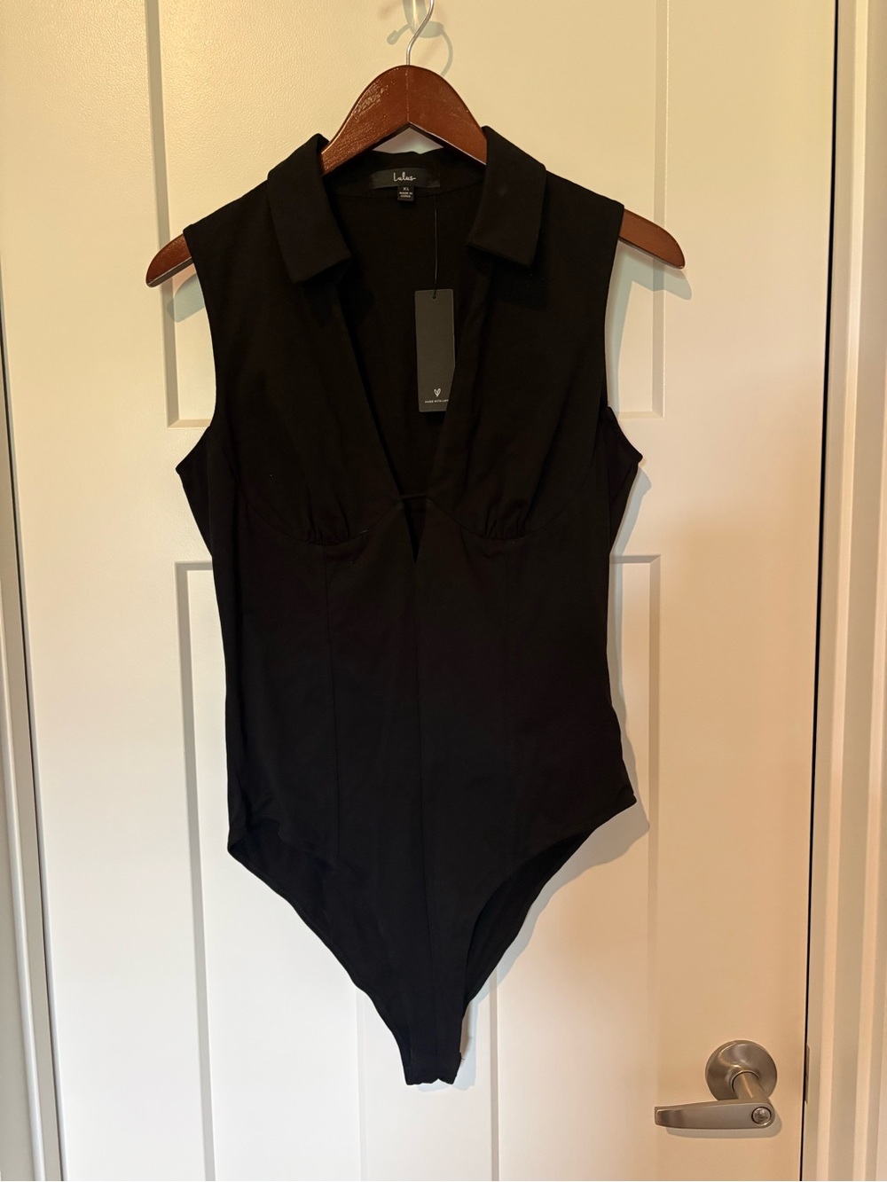 Lulu's Always the Vibe Black Sleeveless Collared Bodysuit XL - NWT